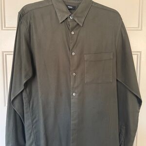 Theory Men's Casual Olive Button-Down Shirt